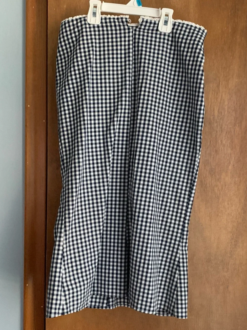 UK ZARA Navy & White Gingham Pencil Skirt